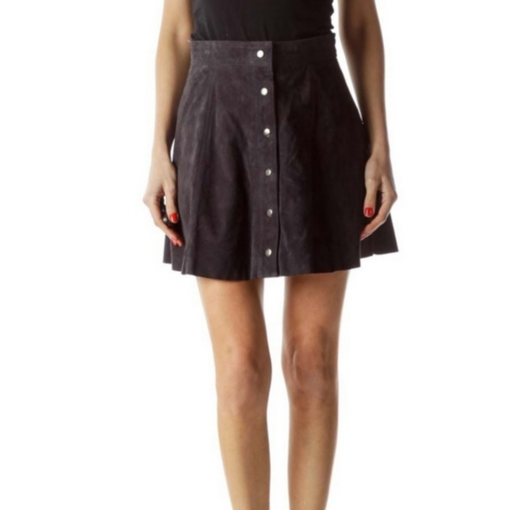 Bagatelle Grey Suede Skirt